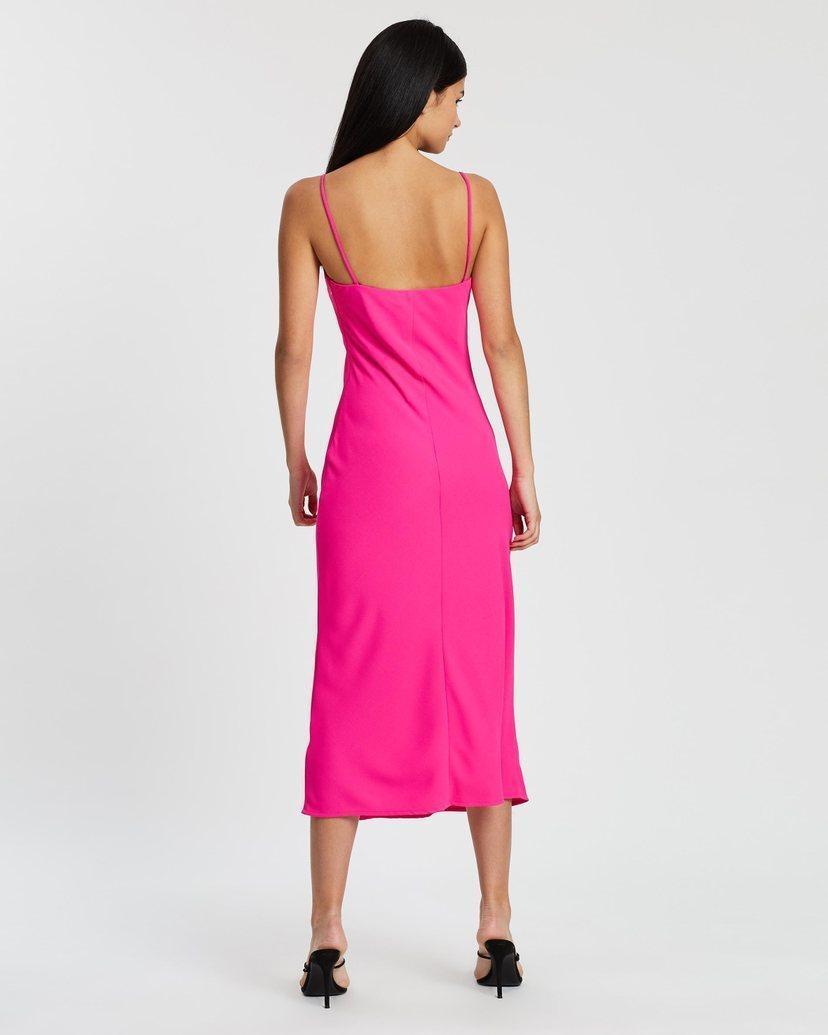 By Johnny Neon Bias Midi Dress Pink Size 4 - Image 2