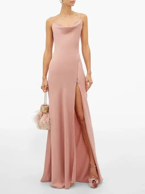 Jonathan Simkhai Cowl Neck Charmeuse Slip Dress Pink Size 6 - Image 2
