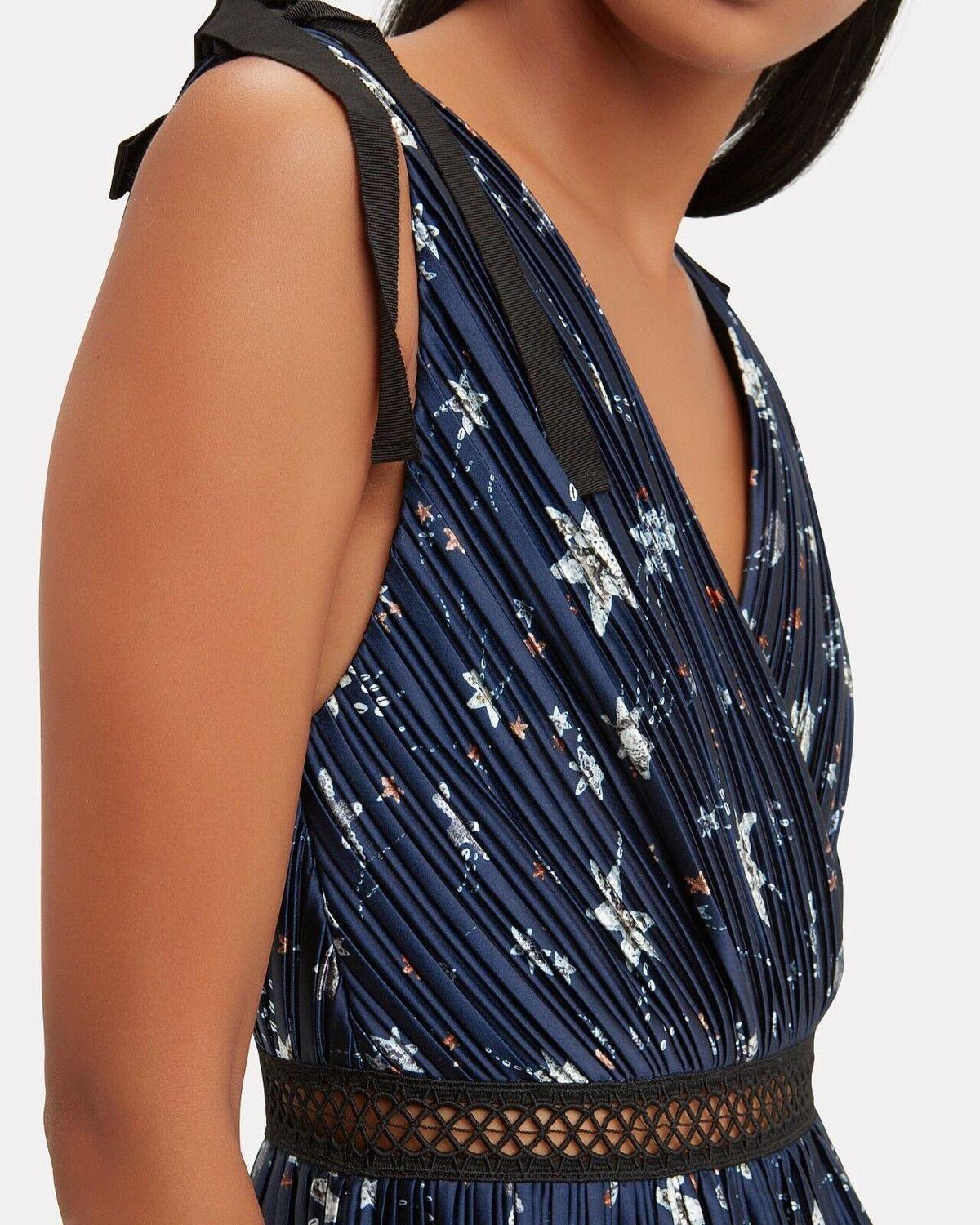 Self Portrait Star Satin Printed Midi Dress - Image 5