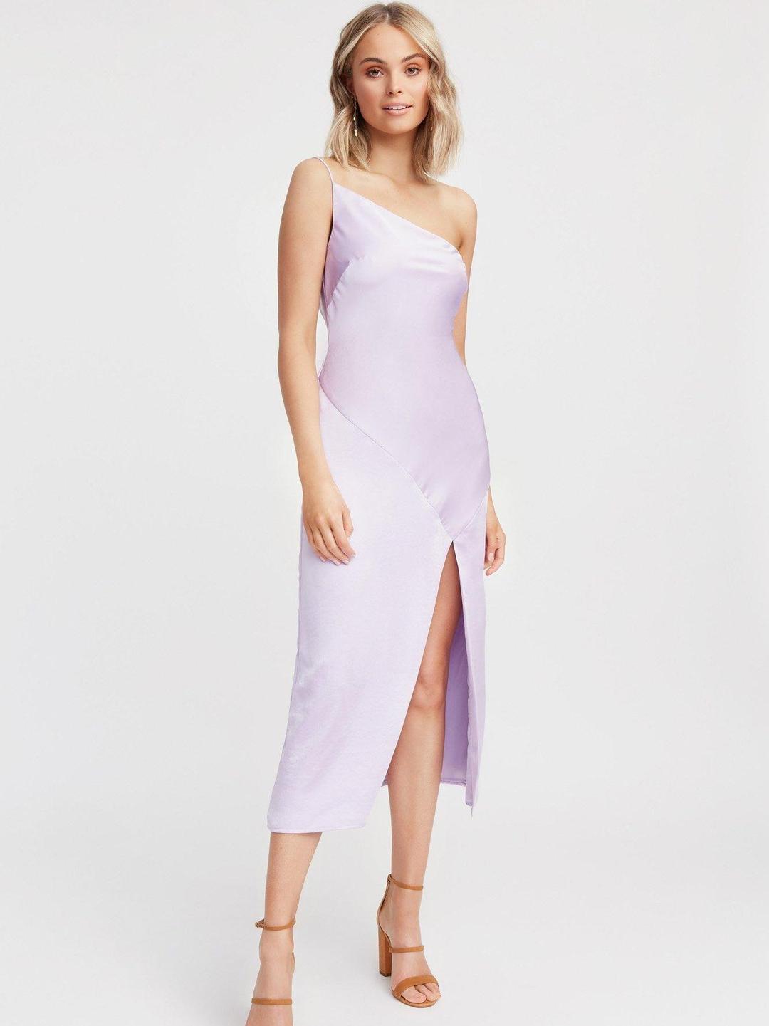Kookai Como Lilac One Shoulder Dress purple Size 10 for rent on The Volte - main image