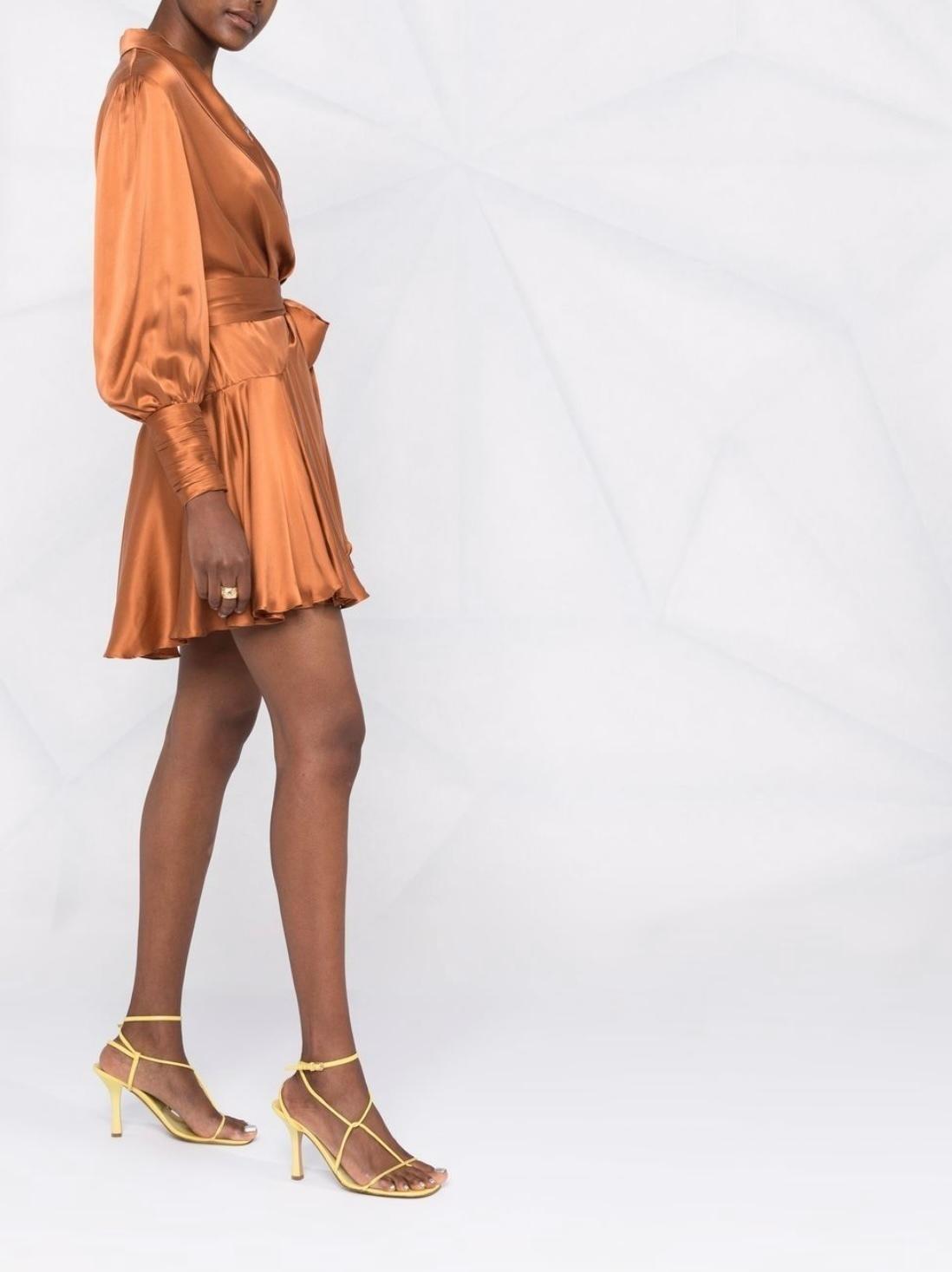 Zimmermann Belted Silk Wrap Dress Orange Size 6 - Image 2