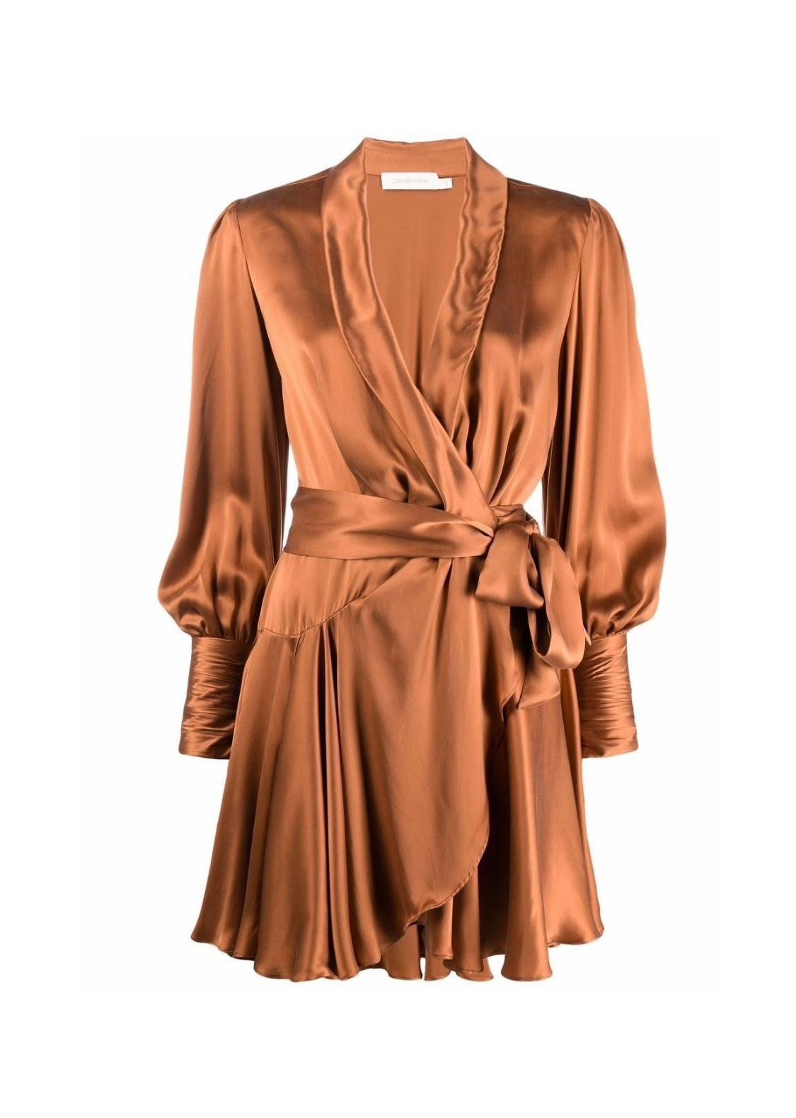 Zimmermann Belted Silk Wrap Dress Orange Size 6 - Image 4