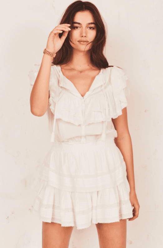 Love Shack Fancy Liv Dress White Size AU 6 for rent on The Volte - main image