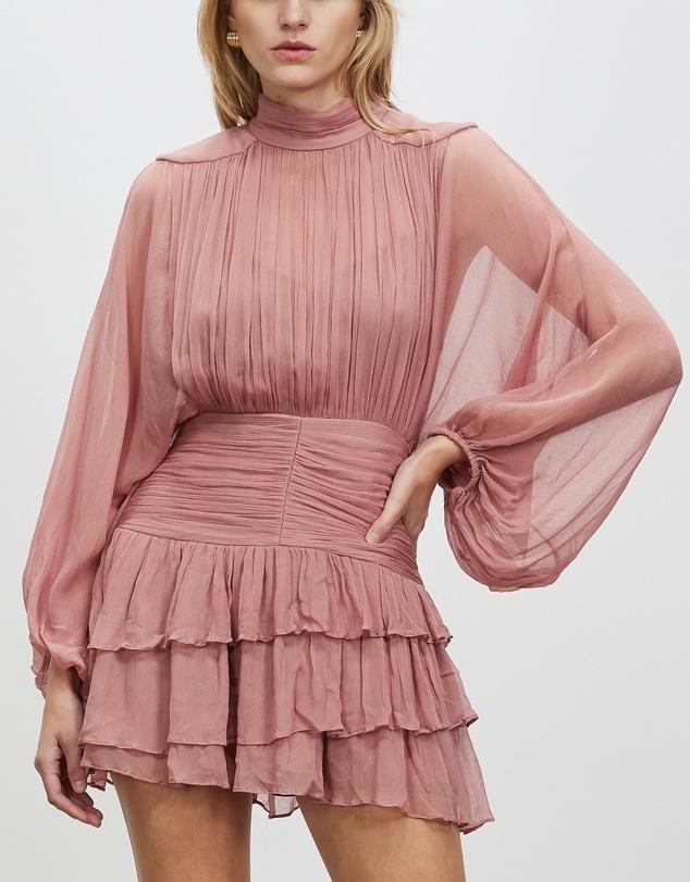 Shona Joy Olympia Long Sleeve Ruched Mini Dress Pink Size 12  - Image 6