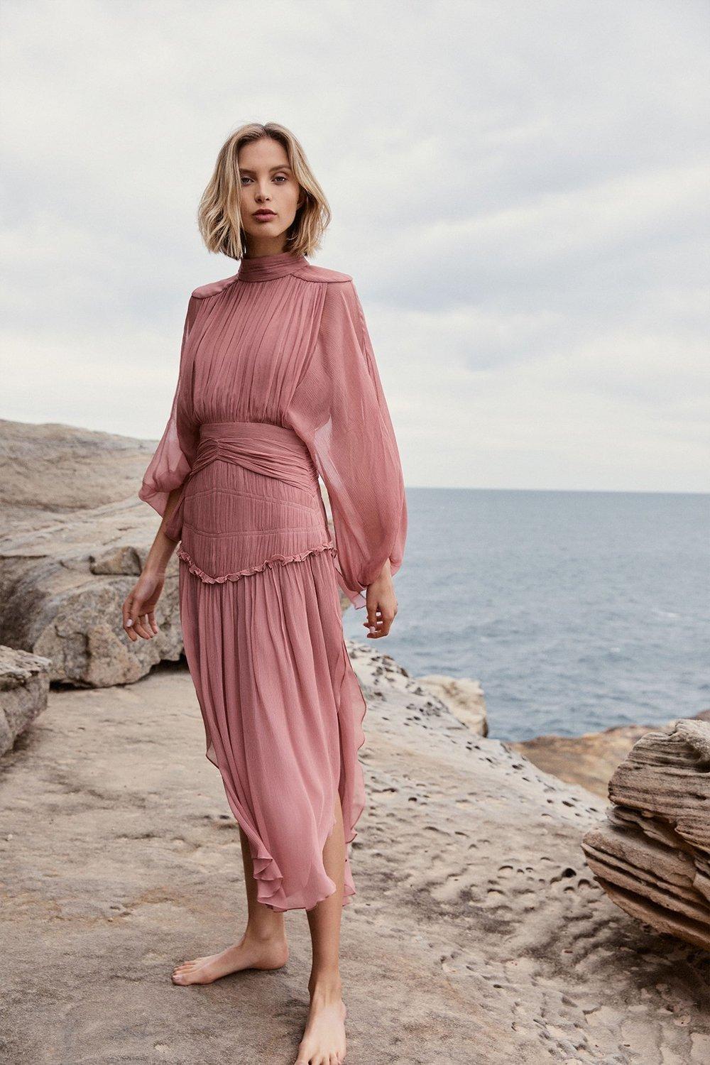 Shona Joy Olympia Midi Dress Pink Size 6 - Image 1