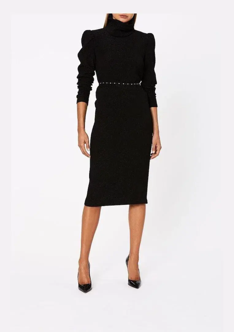 Scanlan Theodore Stretch Reptile Midi Dress Black Size 8  - Image 1