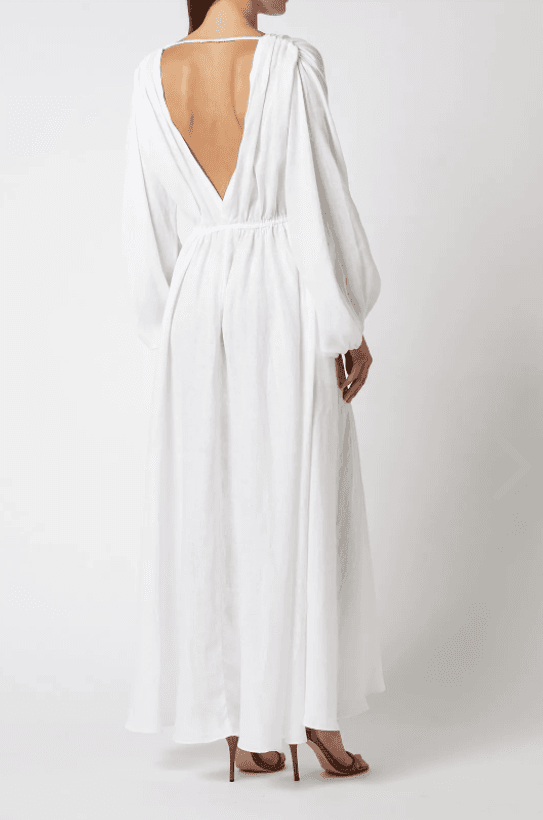 Scanlan Theodore Italian Linen Low Back Dress White Size 8 - Image 3