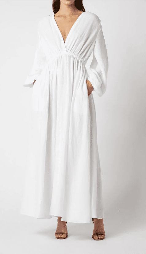 Scanlan Theodore Italian Linen Low Back Dress White Size 8 for rent on The Volte - main image