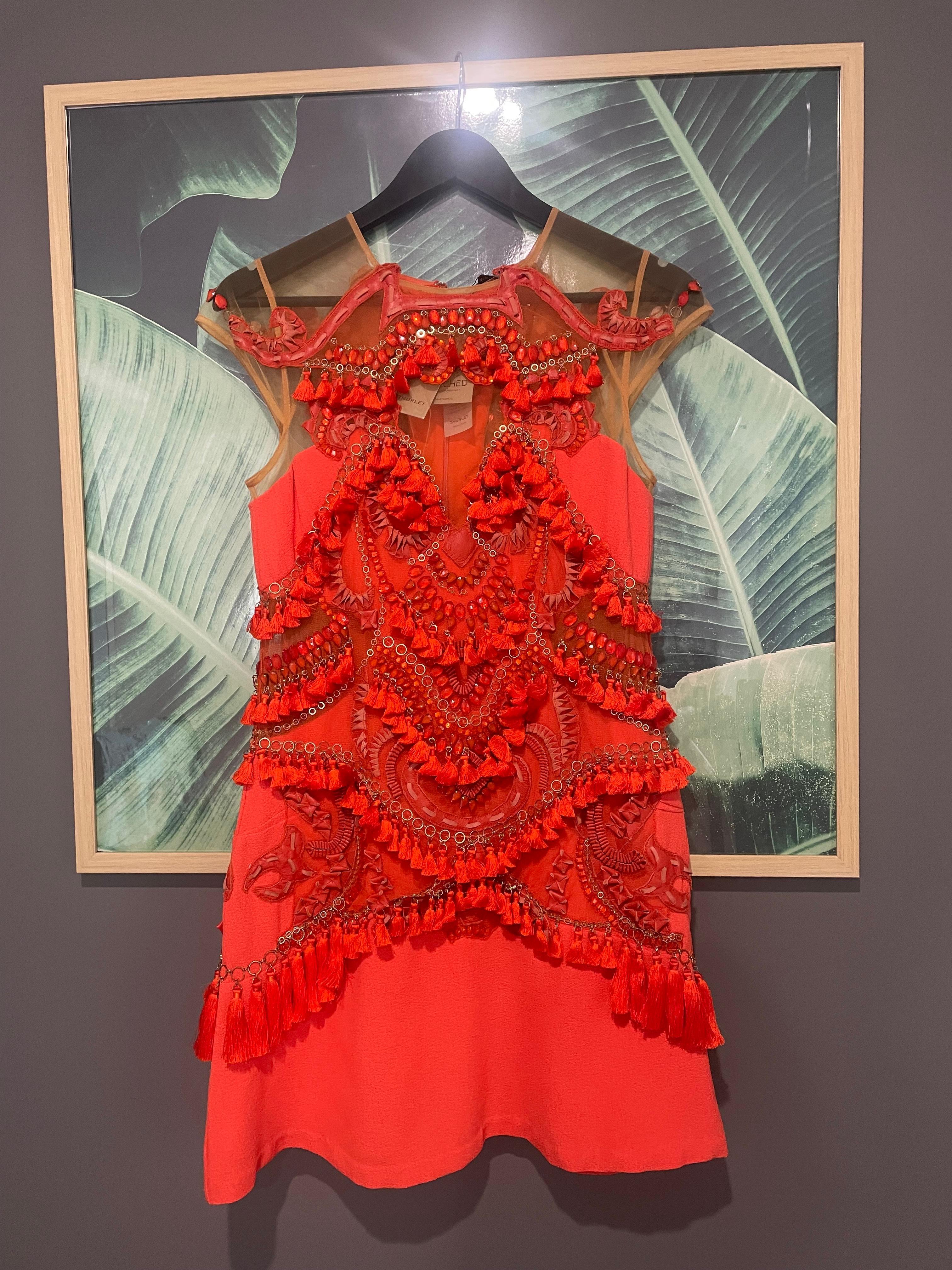 Thurley Cloud Nine Illusion Dress Red Size 10 - Image 2
