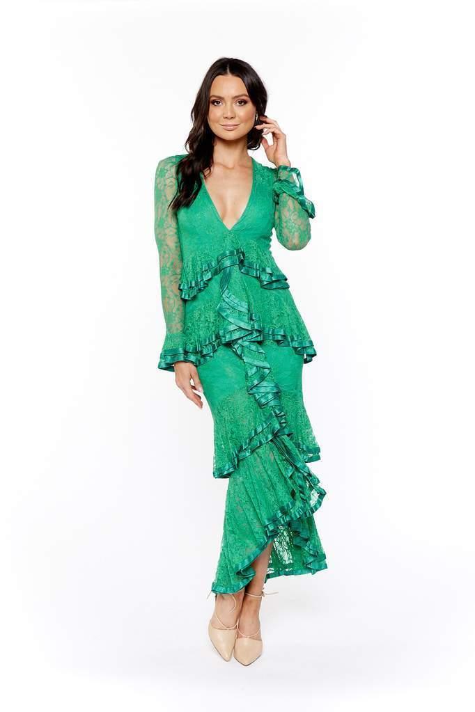 Nicola Finetti Maia Dress Green Size 8 for rent on The Volte - main image