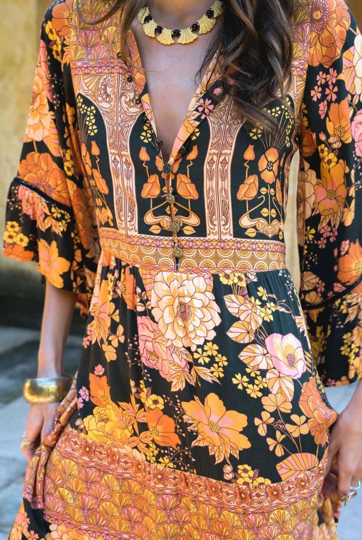 Nine Lives Bazaar Grace Midi Dress Print Size 18 - Image 3