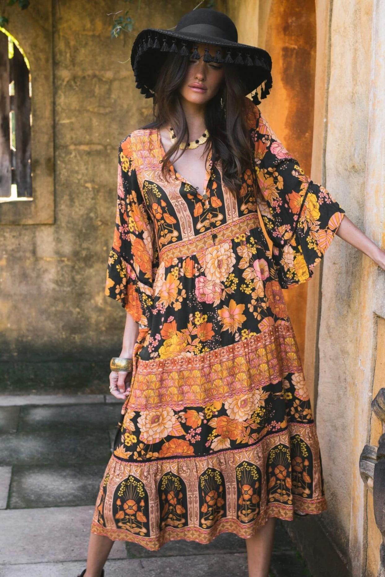 Nine Lives Bazaar Grace Midi Dress Print Size 18 - Image 2