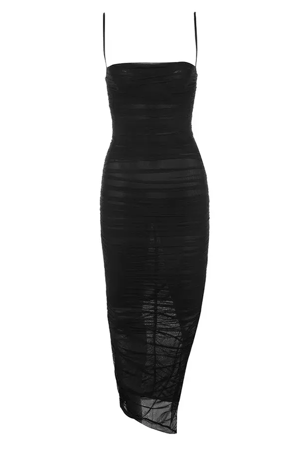 House of CB Fornarina Organza Mesh Maxi Dress Black Size 12 for rent on The Volte - main image