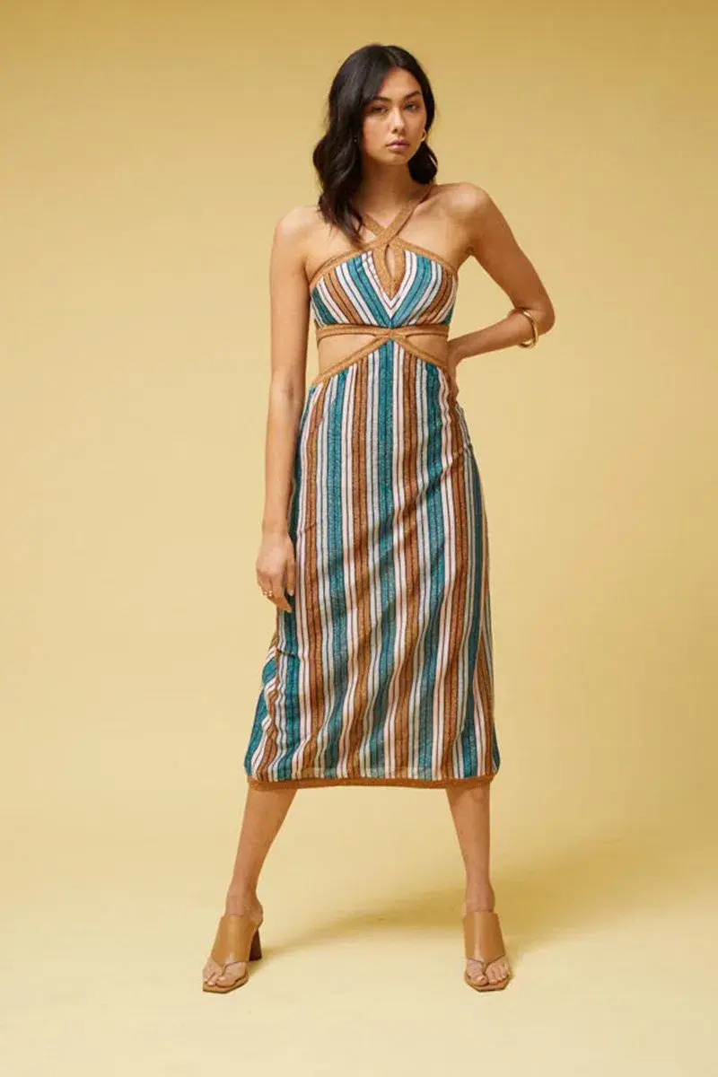 Suboo Lolita Knit Keyhole Midi Dress Metallic Size XS / AU 6 - Image 1