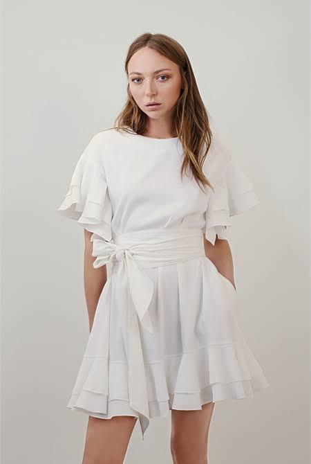 Country Road Ruffle Swing Dress White Size 8 for rent on The Volte - main image