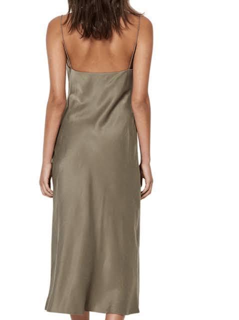 Bec & Bridge Girl Talk Slip Dress Khaki Size 8 for rent on The Volte - main image