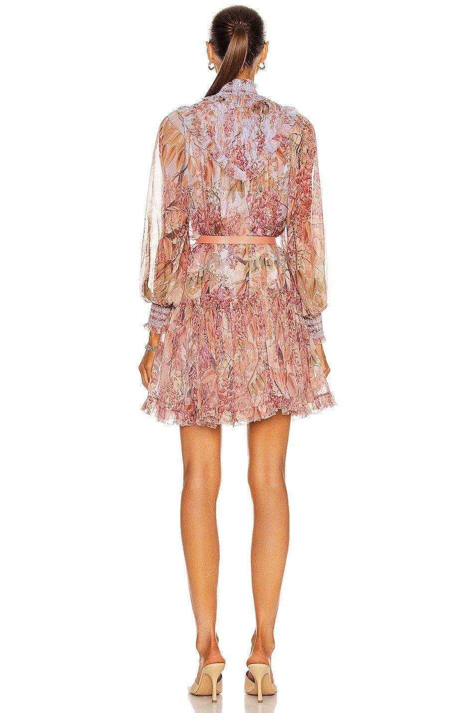 Zimmermann Botanica Smocked Yoke Mini Dress Milettia Floral Size 0P/ AU 6 - Image 3