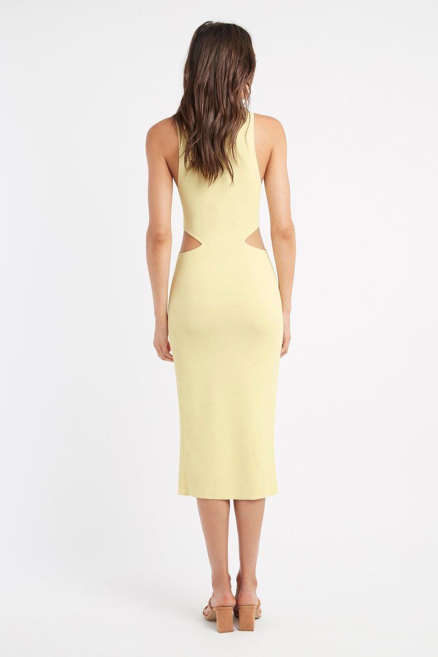Kookai  Malone Cut Out Midi Dress Yellow Size 12 - Image 3