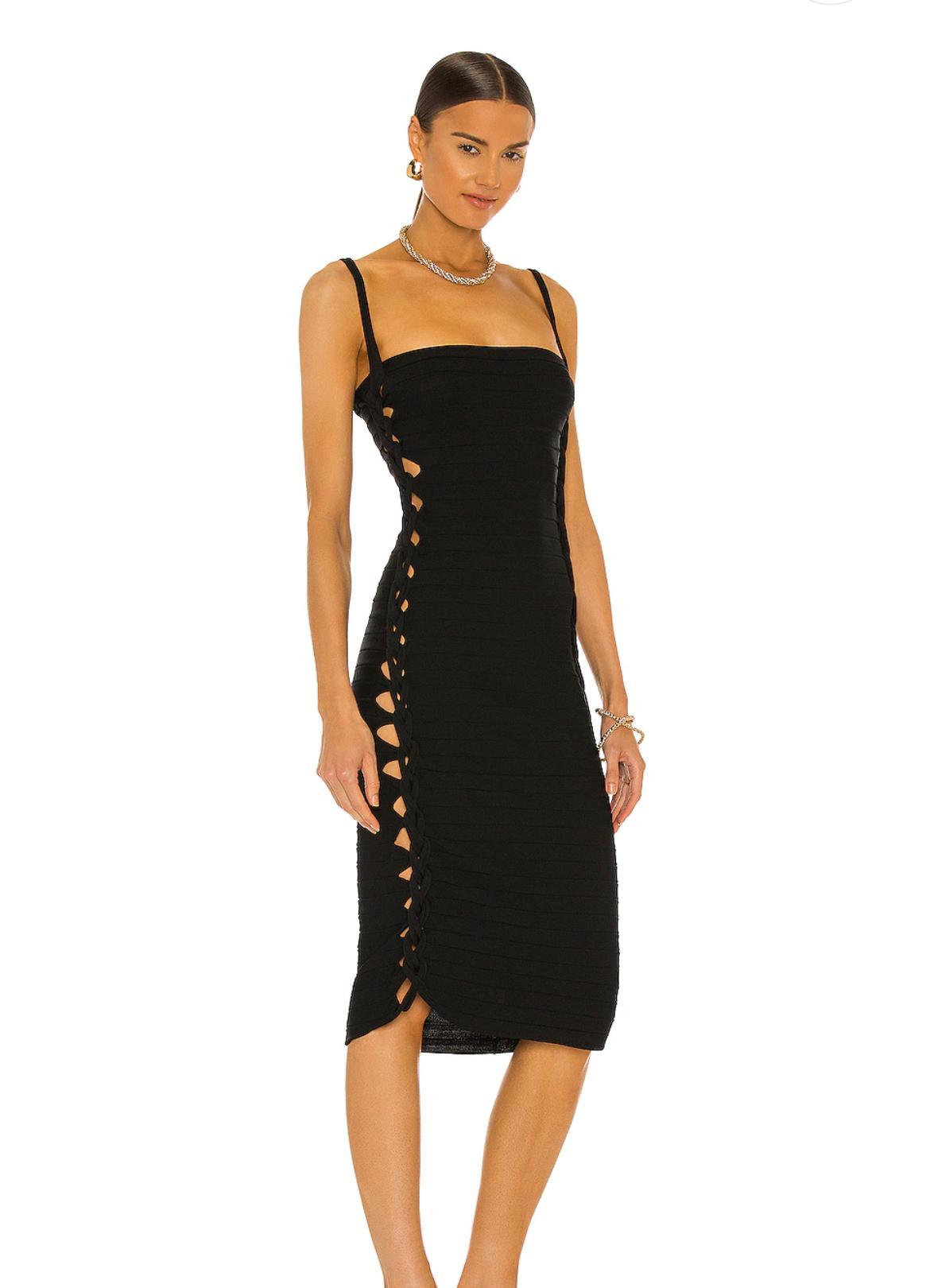 Dion Lee Black Mirror Braid Strap Dress Black Size 8 - Image 1