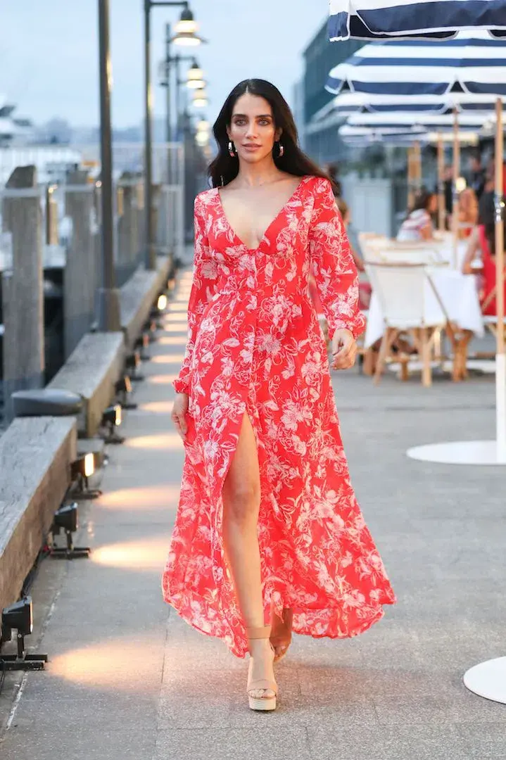 Kookai Sunshine Vee Maxi Dress Print Size 6 - Image 1