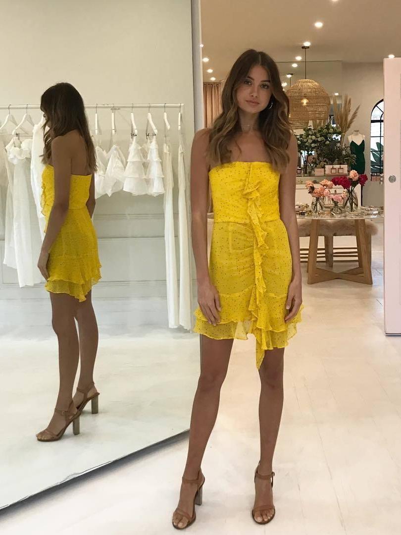 Bec and Bridge Hibiscus Golden Mini Dress  for rent on The Volte - main image