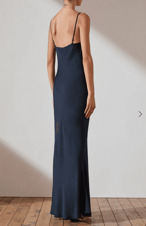 Shona Joy Luxe Bias Cowl Slip Dress Navy  - Image 3