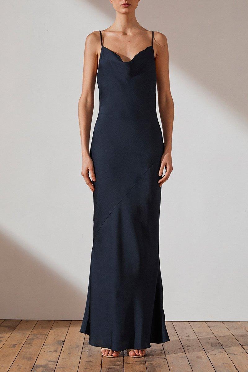 Shona Joy Luxe Bias Cowl Slip Dress Navy  - Image 1