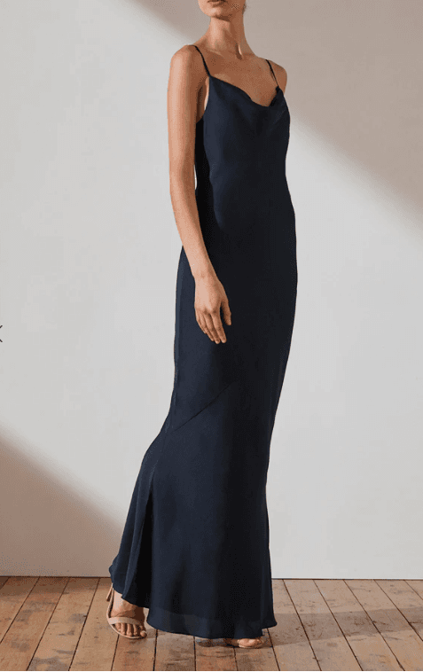 Shona Joy Luxe Bias Cowl Slip Dress Navy  for rent on The Volte - main image