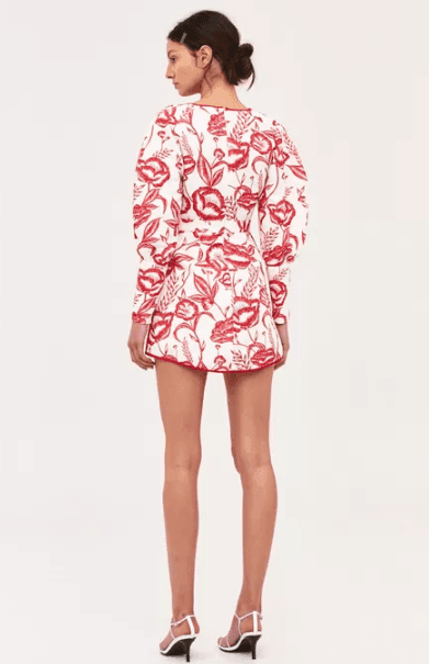 C/MEO Collective White Lie Long Sleeve Mini Dress Print Size 10 for rent on The Volte - main image