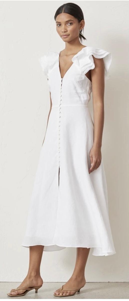 Bec & Bridge La Fontelina Linen Dress White Size 6 - Image 3