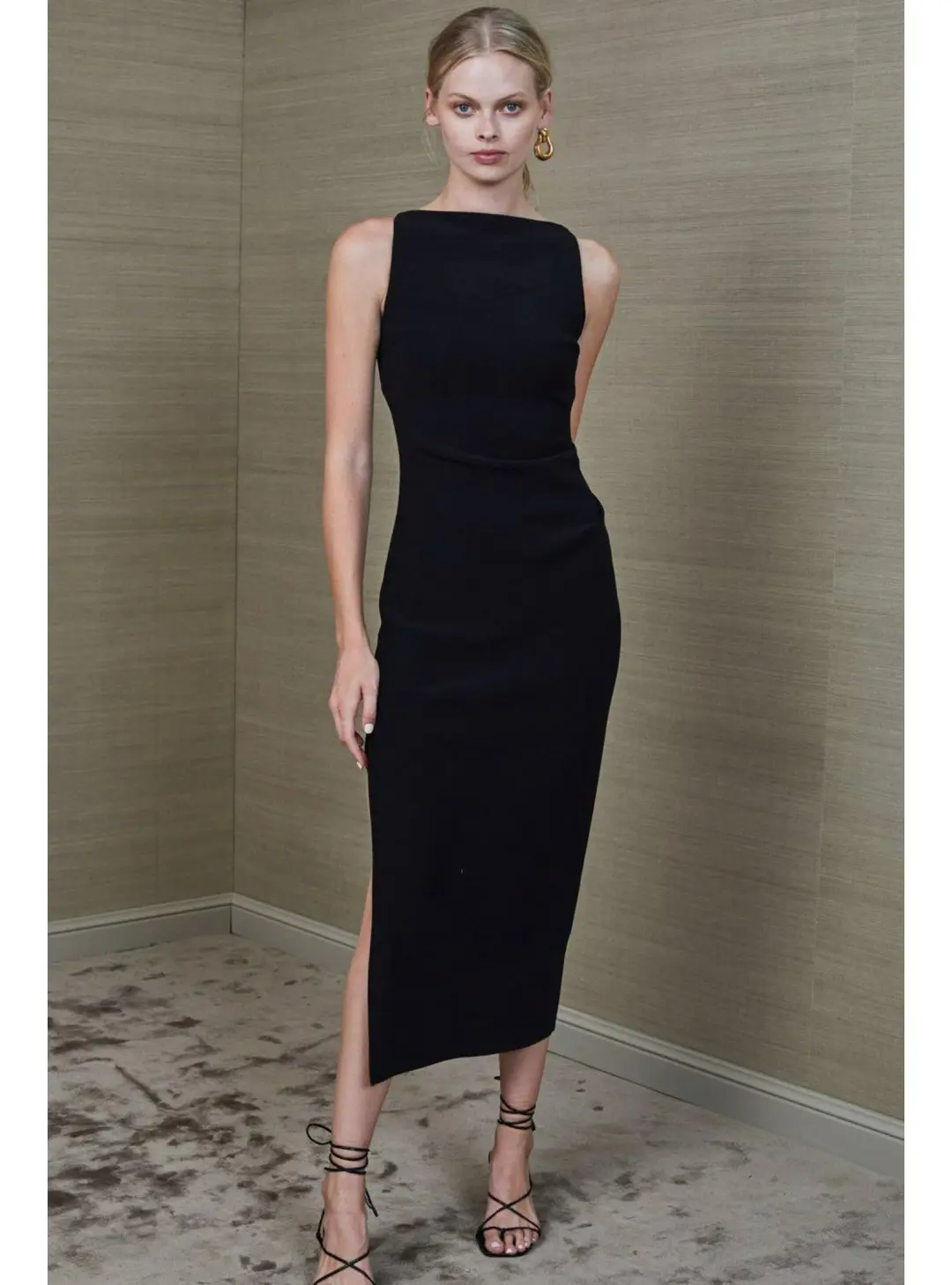Bec & Bridge Arlette Tuck Midi Dress Black Size AU 6 for rent on The Volte - main image