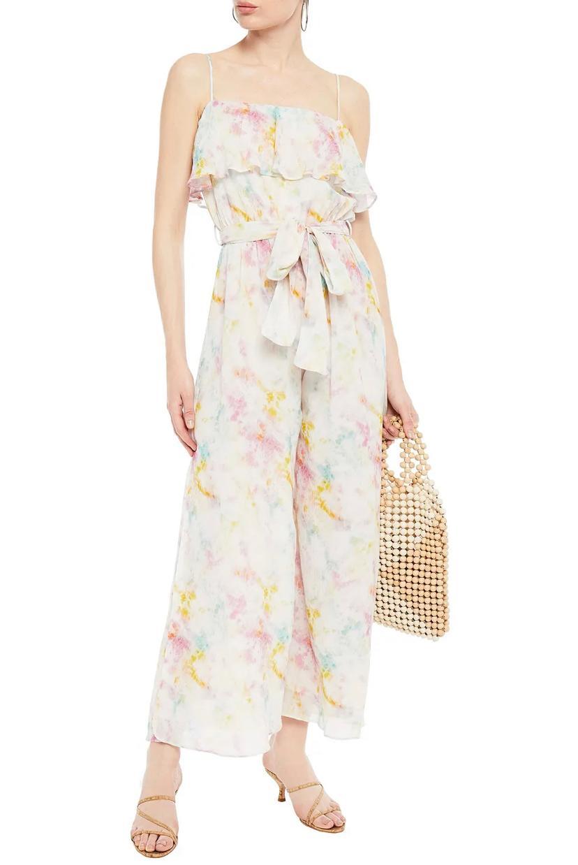Tigerlily Saaralie Tie-dyed Cotton and Silk-blend Gauze Wide-leg Jumpsuit Print Size 8 - Image 1