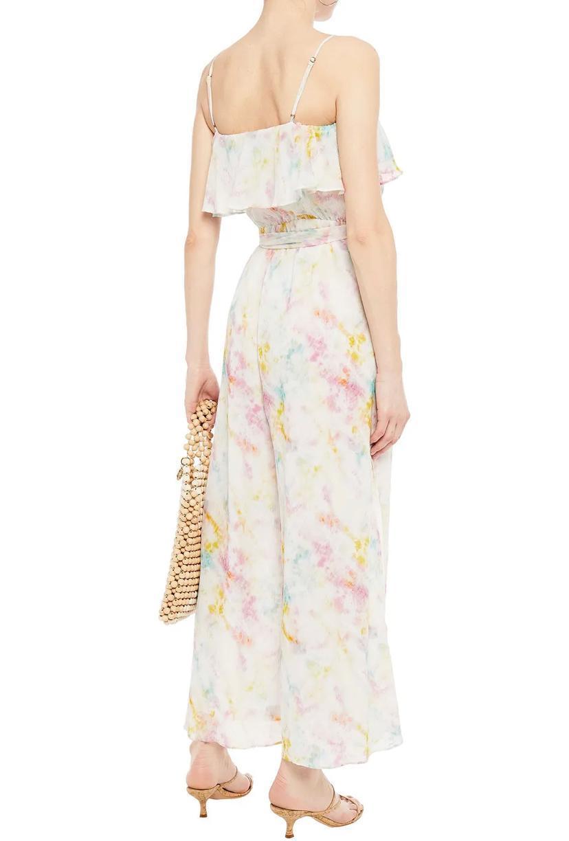 Tigerlily Saaralie Tie-dyed Cotton and Silk-blend Gauze Wide-leg Jumpsuit Print Size 8 - Image 2