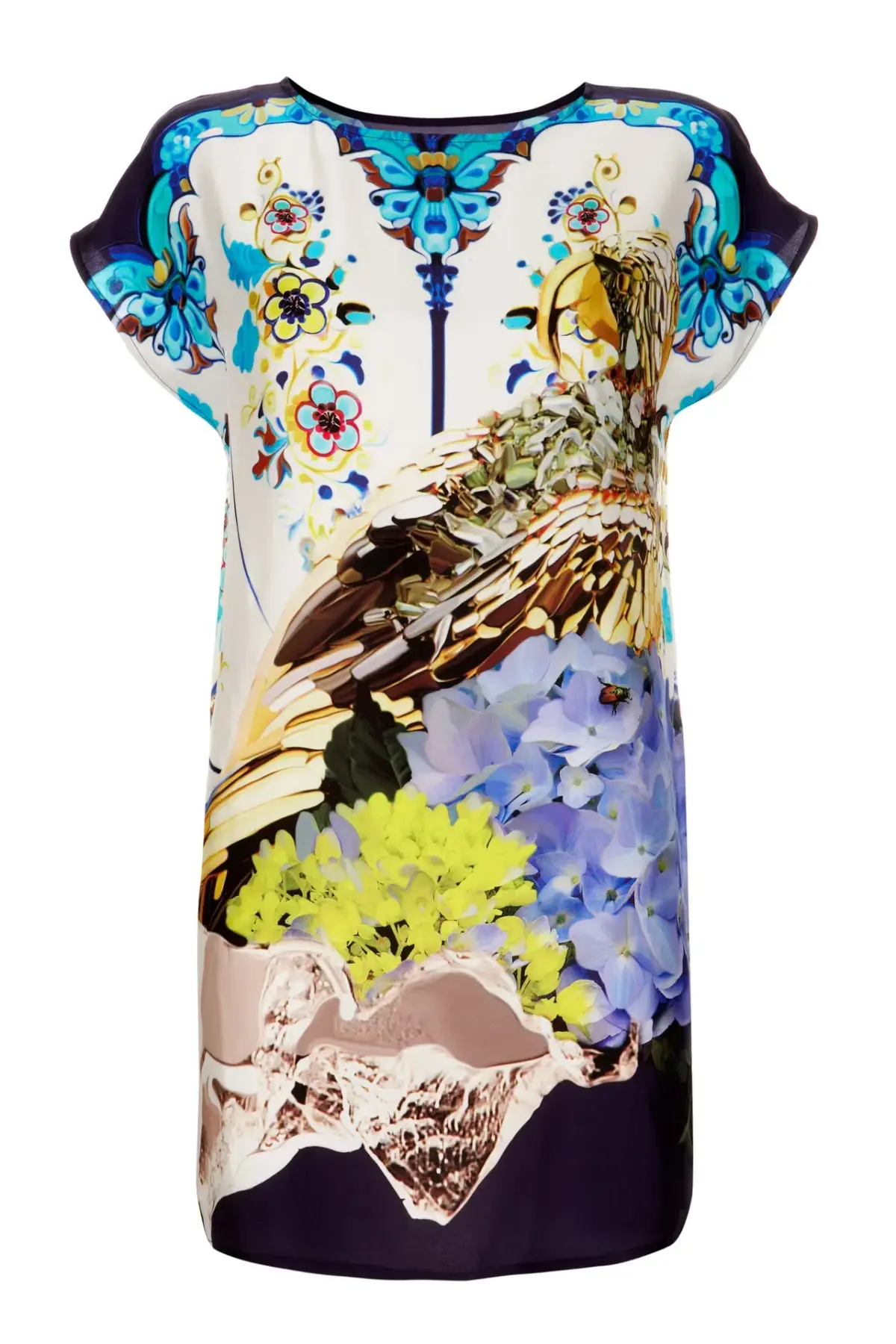 Mary Katrantzou Silk Mini Dress Print Size 8 - Image 2