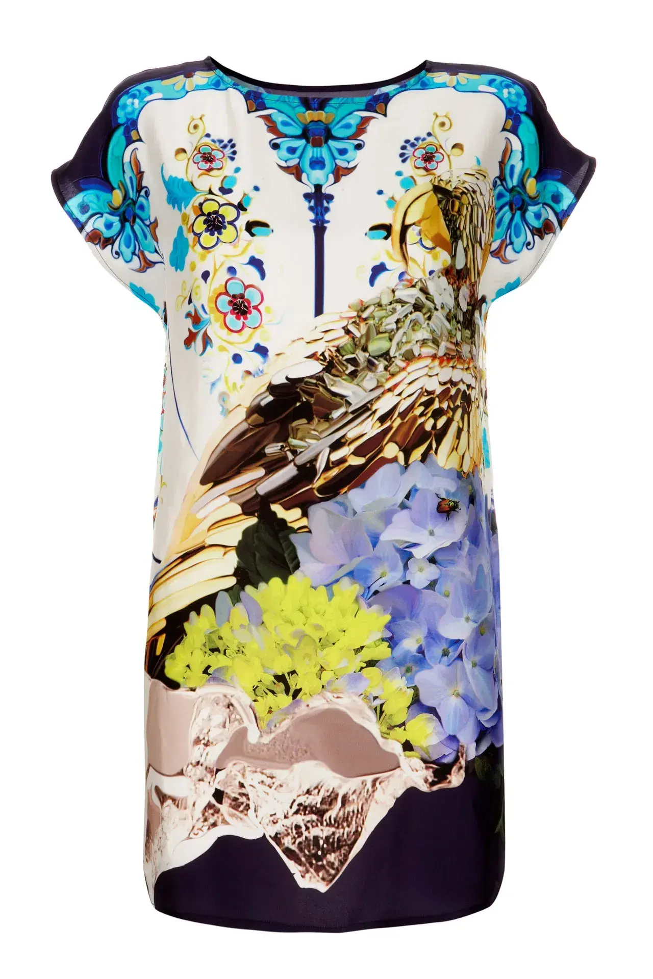 Mary Katrantzou Silk Mini Dress Print Size 8 - Image 2