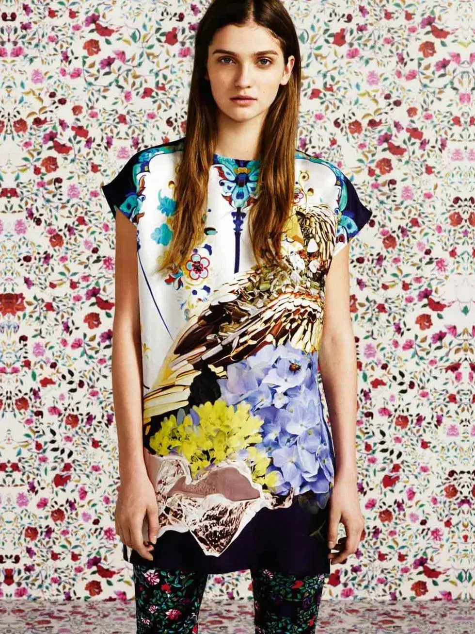 Mary Katrantzou Silk Mini Dress Print Size 8 - Image 1