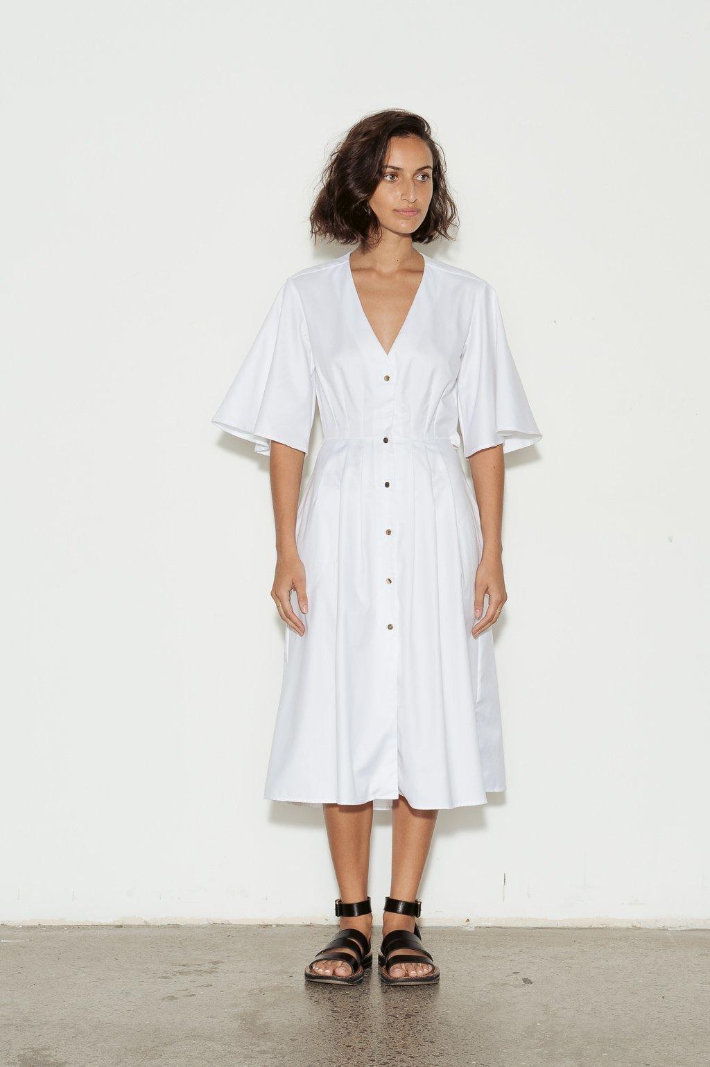 Anna Quan Olive Cotton Dress White Size 12 - Image 1