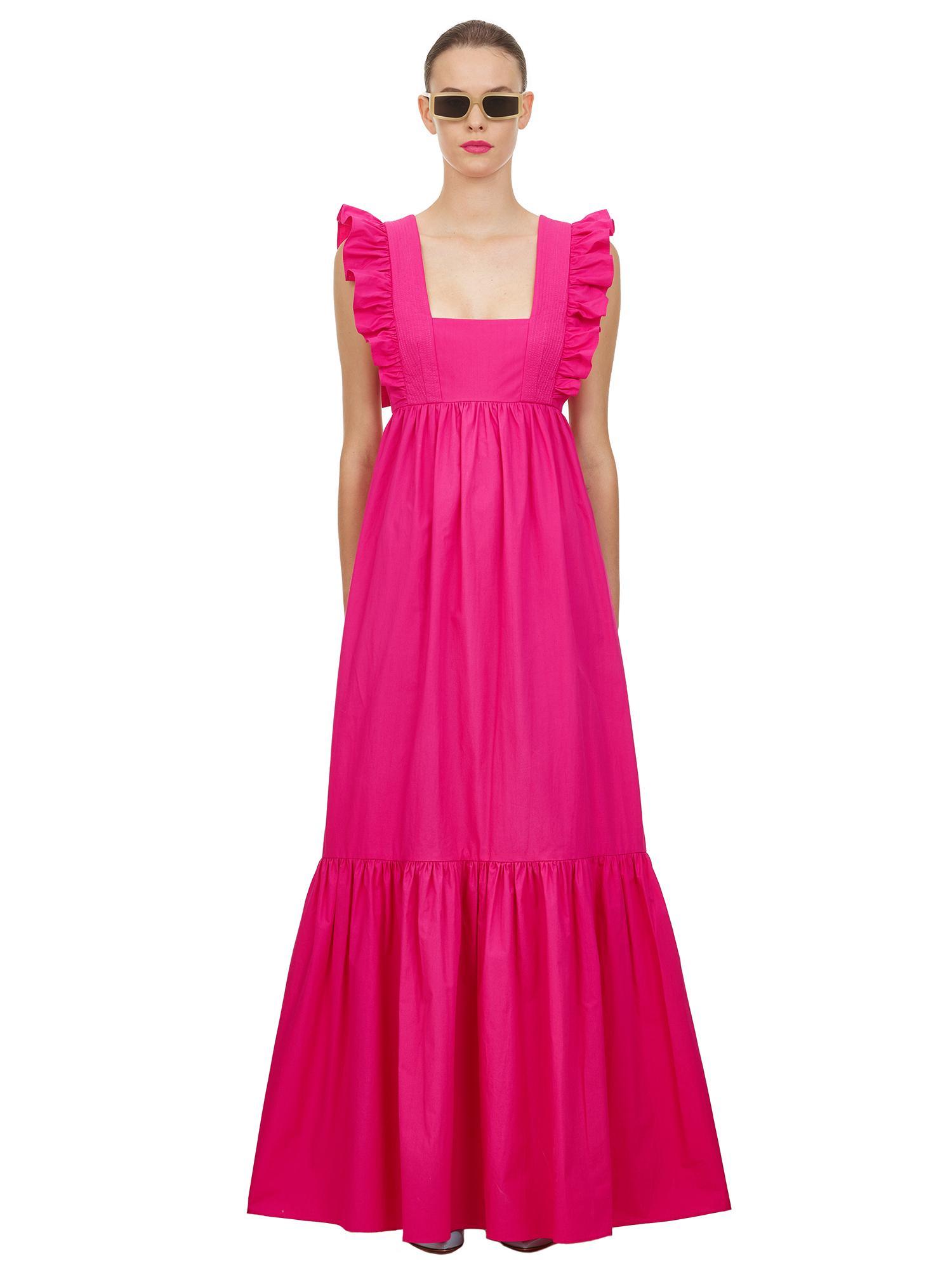 Self Portrait Fuschia Cotton Poplin Maxi Dress Pink Size 12 - Image 1