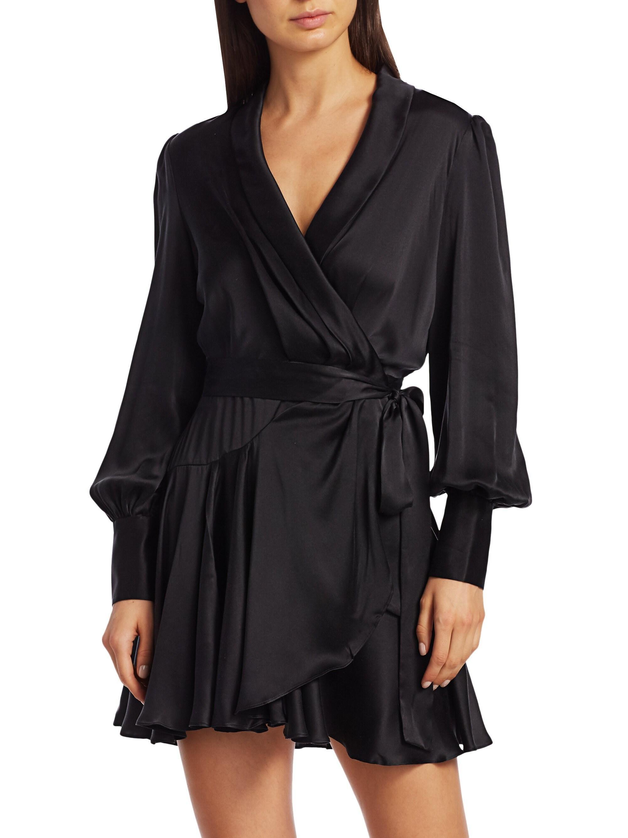 Zimmermann Silk Wrap Mini Dress  Black Size 14 - Image 1