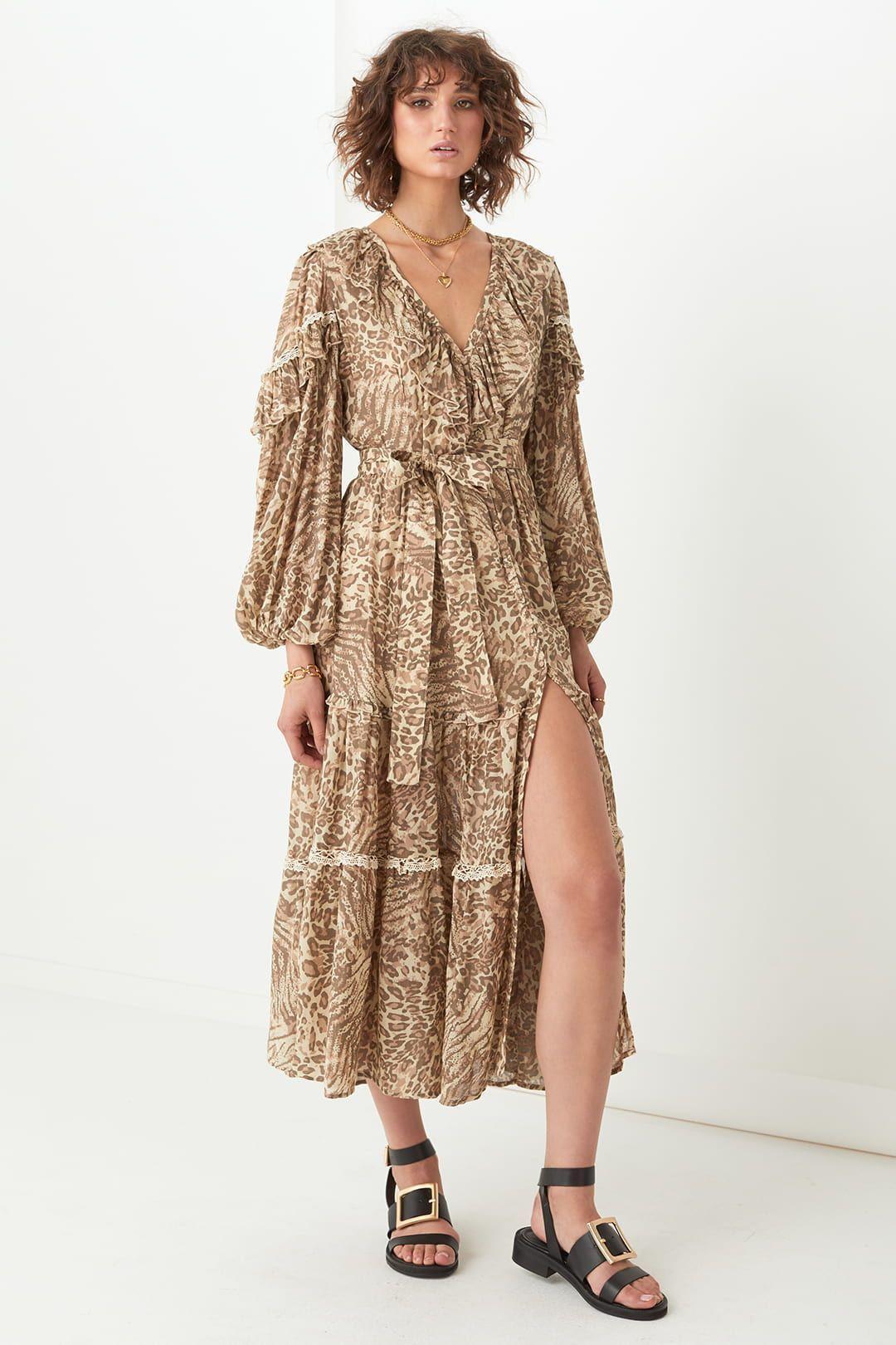 Spell Leopard Ada Gown Print Size 12 - Image 1