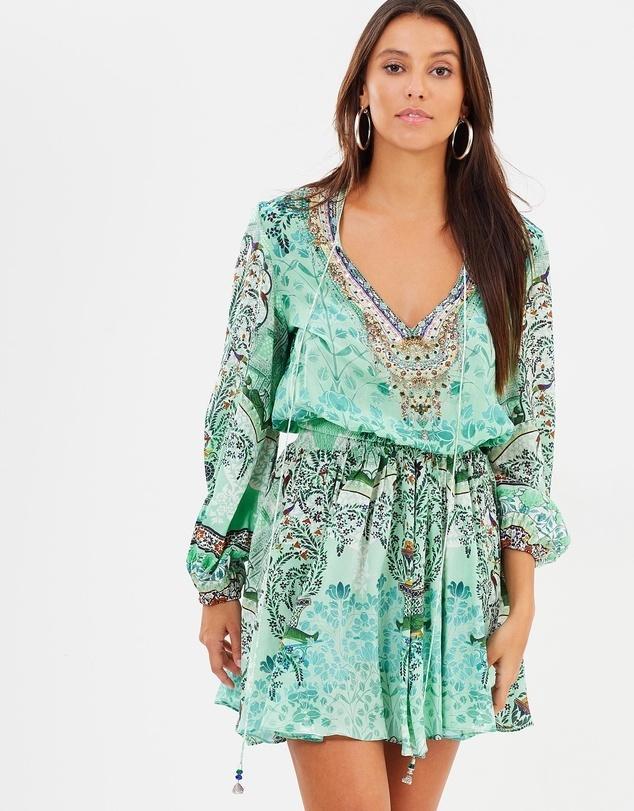 Camilla Shirred Relaxed Mini Dress Print Size 10 - Image 1