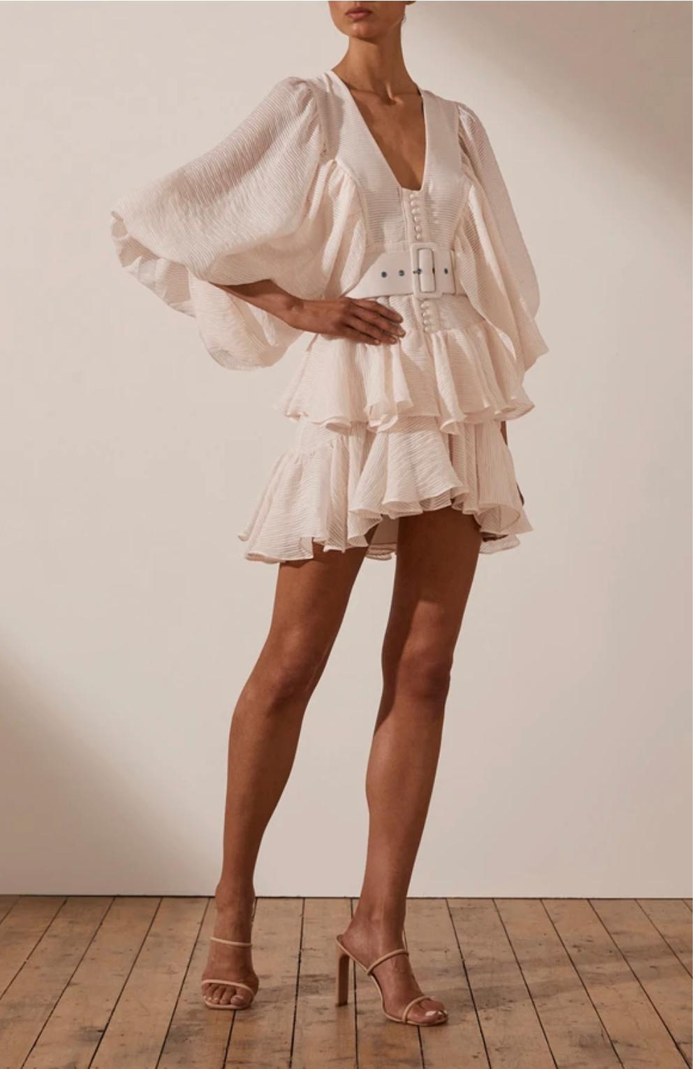 Shona Joy Charlotte Plunged Draped Mini Dress White Size 14 - Image 1