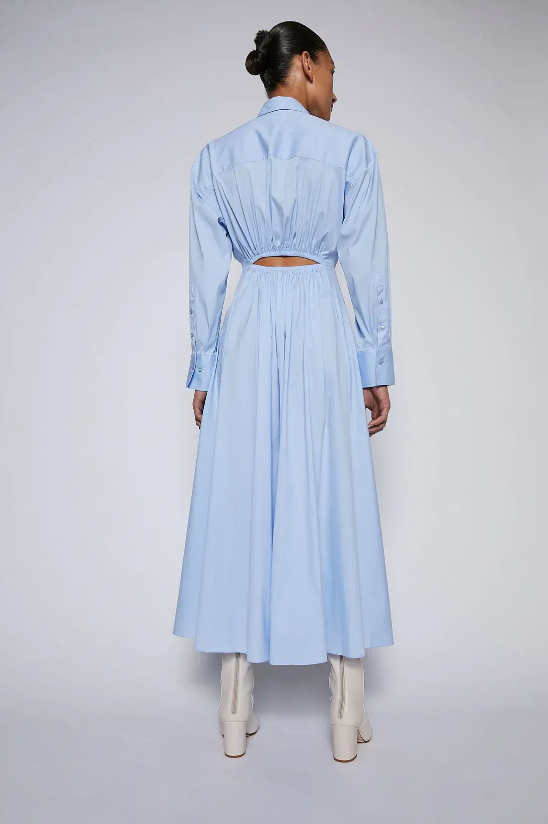 Scanlan Theodore Cotton Gathered Dress Pale Blue Size 8 - Image 2