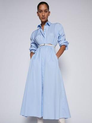 Scanlan Theodore Cotton Gathered Dress Pale Blue Size 8 for rent on The Volte - main image