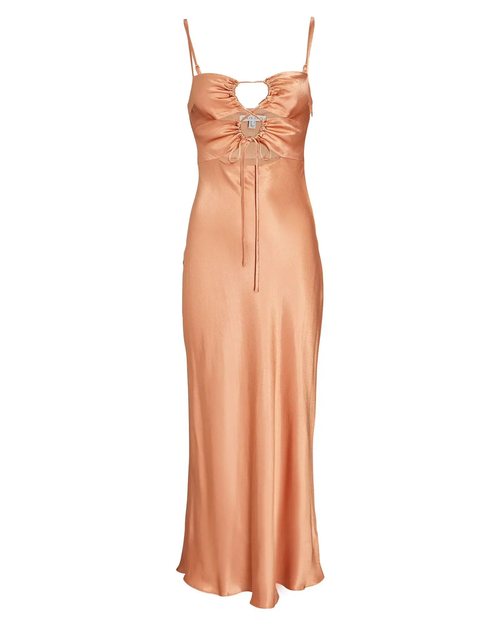 Shona Joy Eloise Lace Up Midi Dress Caramel Brown Size AU 6 - Image 4