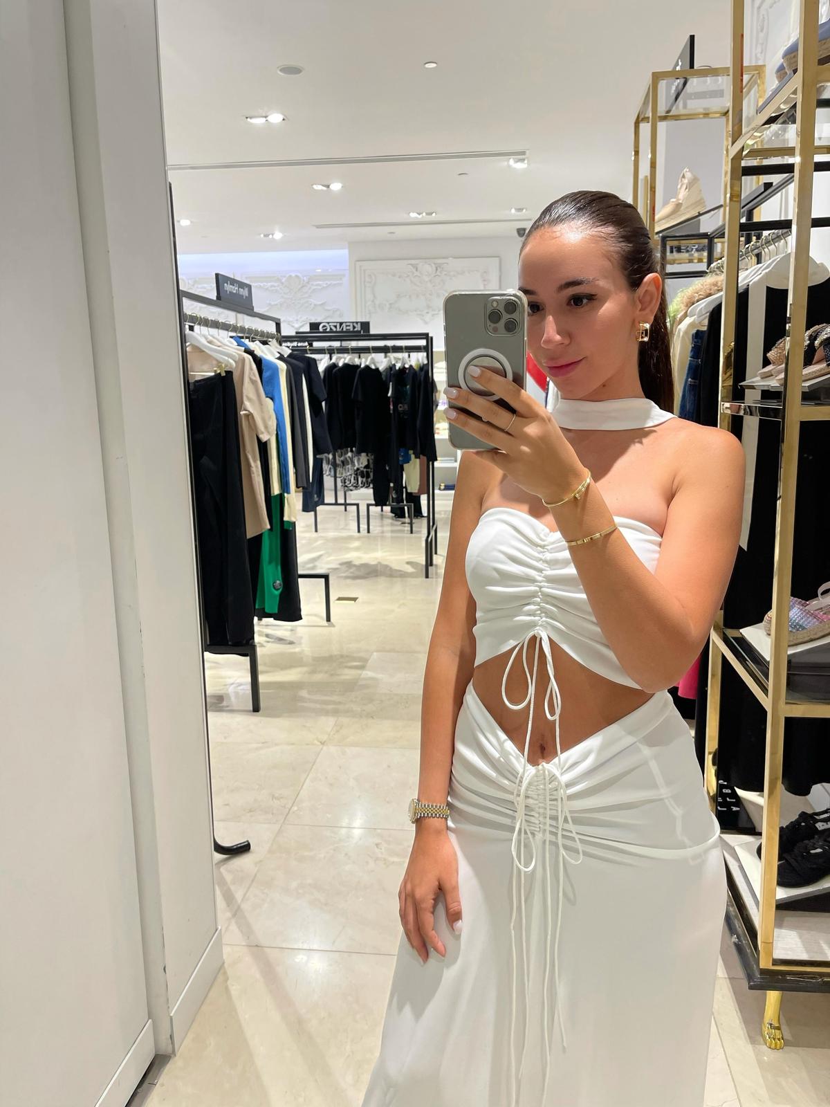 Christopher Esber Natural Ruched Disconnect Dress White Size 6 - Image 5