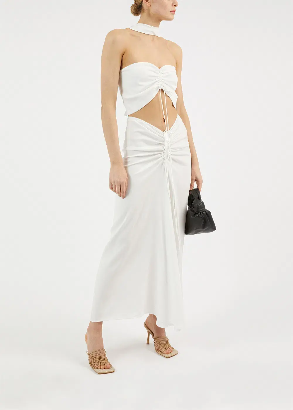 Christopher Esber Natural Ruched Disconnect Dress White Size 6 - Image 1