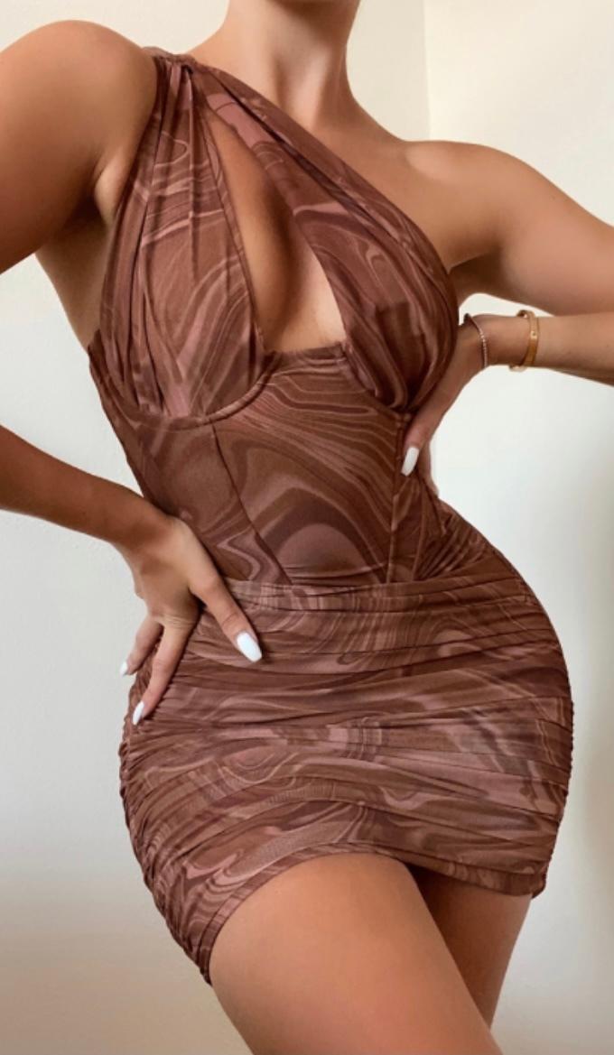 House of CB Clementine Mini Dress Brown Size 10 - Image 2