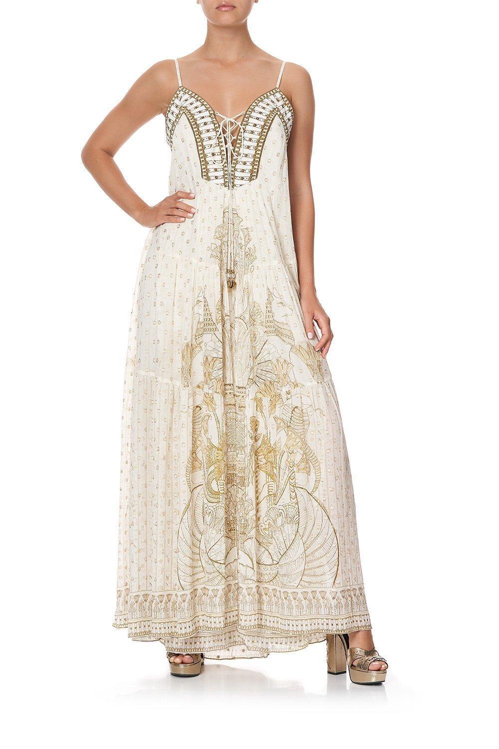Camilla The Queens Chamber Lace Up Front Panel Dress Print Size 6 for rent on The Volte - main image