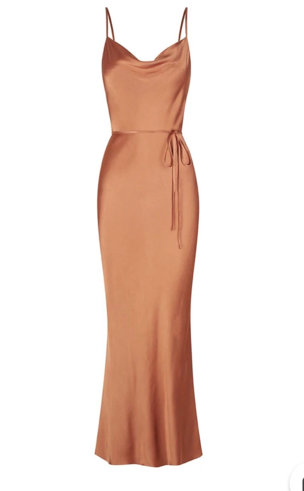 Shona Joy La Lune Bias Cowl Midi Dress Orange Size 8 for rent on The Volte - main image